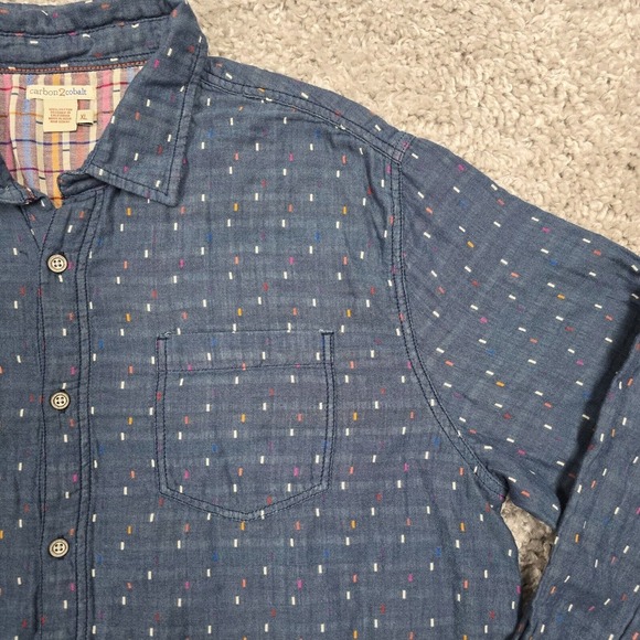 Carbon 2 Cobalt Shirt Mens XL Blue Polka Dot Confetti Sprinkles Button Casual - Picture 4 of 11